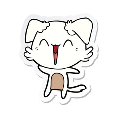 sticker of a happy little dog cartoon