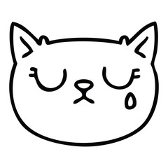 quirky line drawing cartoon crying cat