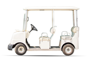white club car for facilitate service customer isolated clipping path on white background
