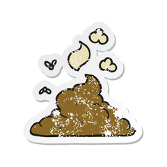 retro distressed sticker of a cartoon steaming pile of poop
