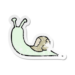 distressed sticker of a cartoon snail