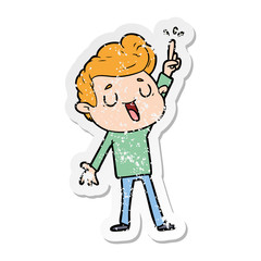 distressed sticker of a happy cartoon man
