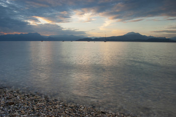Garda lake at sunset
