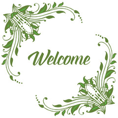 Vector illustration pattern art floral frame with card writing welcome hand drawn