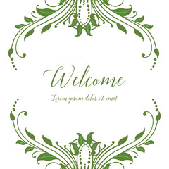 Vector illustration pattern art floral frame with card writing welcome hand drawn