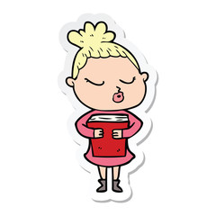 sticker of a cartoon calm woman