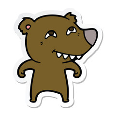 Obraz na płótnie Canvas sticker of a cartoon bear showing teeth