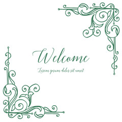 Vector illustration flower frame style for card welcome hand drawn