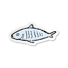 retro distressed sticker of a cartoon fish
