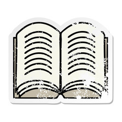 distressed sticker of a cute cartoon open book