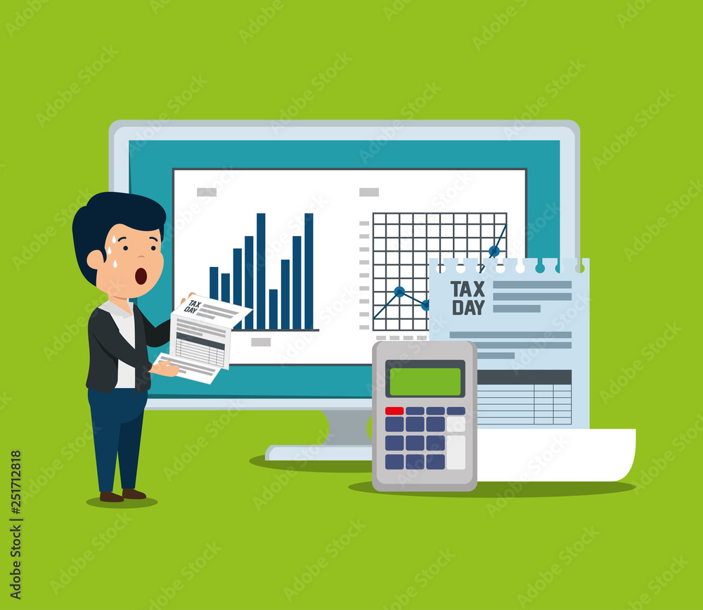 Poster statistics bar with invoice document and dataphone