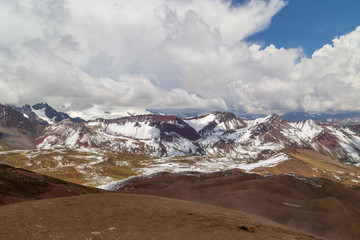 panoramic view,Vinicunca, Seven Colors Mountain,Seven Colors Mountain,Trekking,Cusco, Perú.