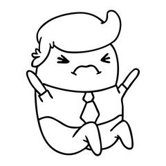 Obraz premium line drawing of a kawaii business man