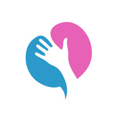 Abstract hands and circle bubble color logo vector design