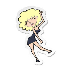sticker of a cartoon dancing woman