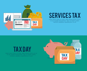 set report tax with laptop and money currency