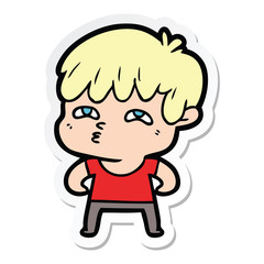 sticker of a cartoon curious man