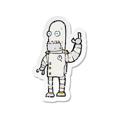 Fototapeta premium retro distressed sticker of a cartoon waving robot
