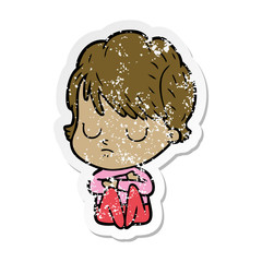 distressed sticker of a cartoon woman