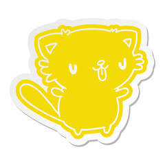 cartoon sticker of cute kawaii cat