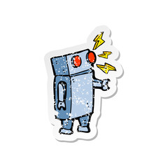 retro distressed sticker of a cartoon robot