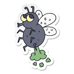 sticker of a quirky hand drawn cartoon fly
