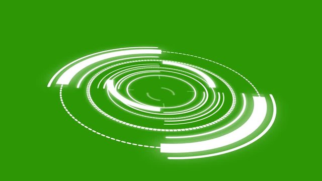 Abstract round animation of a Futuristic Sci-Fi HUD. Green screen
