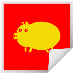square peeling sticker cartoon fat pig