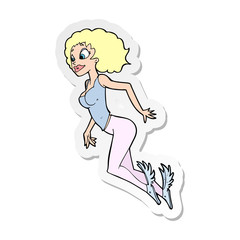 sticker of a cartoon flying woman