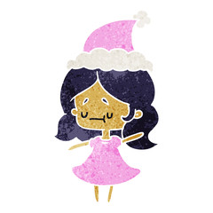 christmas retro cartoon of kawaii girl