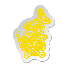 distressed old sticker kawaii cute sprouting bean