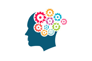Creative Mind Brain and Colorful Gears - Vector