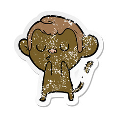 distressed sticker of a cartoon monkey
