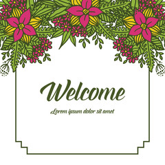 Vector illustration crowd of flower frames for welcome card hand drawn