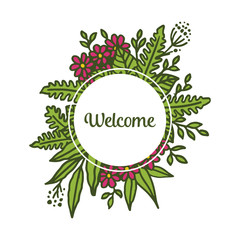 Vector illustration flower frame beautiful for greeting card welcome hand drawn