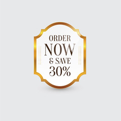 Badge for order now in gold color