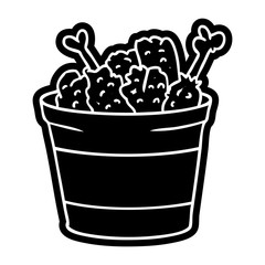 cartoon icon drawing bucket of fried chicken
