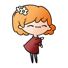 gradient cartoon of cute kawaii girl