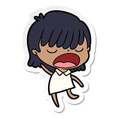 Obraz premium sticker of a cartoon woman talking loudly