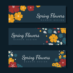 Naklejka premium Colorful flower card template set
