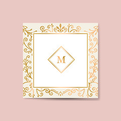 Initialed gold frame background