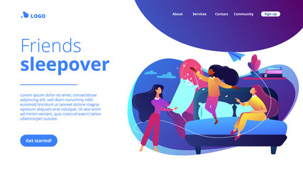 Pajama party concept landing page.