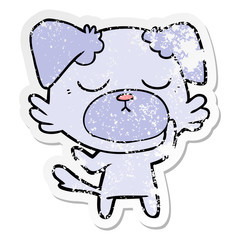 distressed sticker of a cute cartoon dog