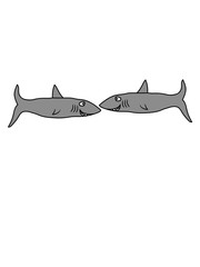 2 comic haie freunde team paar cartoon clipart design schwimmen fisch meer unterwasser räuber fressen weißer jäger gefährlich lustig