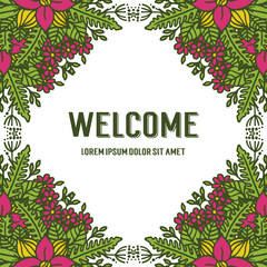 Vector illustration floral frame shape for welcome letter hand drawn