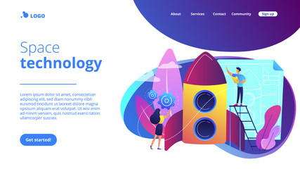 Obraz premium Space technology concept landing page.
