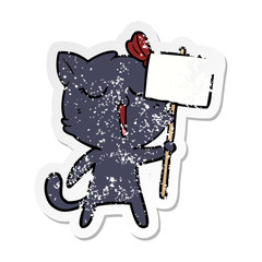 distressed sticker of a cartoon cat