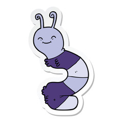 sticker of a cartoon happy caterpillar