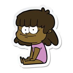 sticker of a cartoon girl smiling