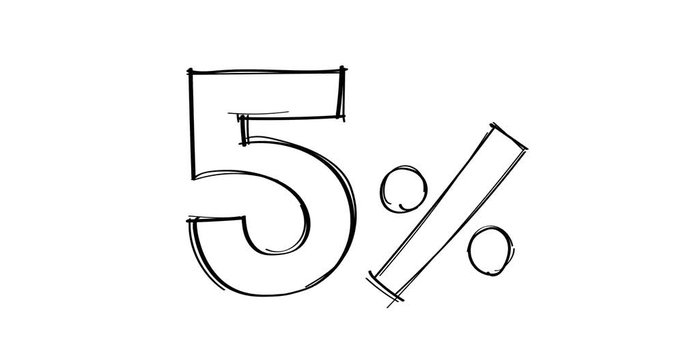 5 percent hand-drawn doodle line animated.